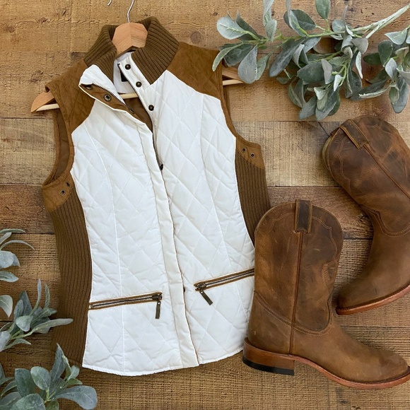 Jackets & Blazers - Western Quilted Zip Up Vest Outdoors Mountains Zippered Pockets